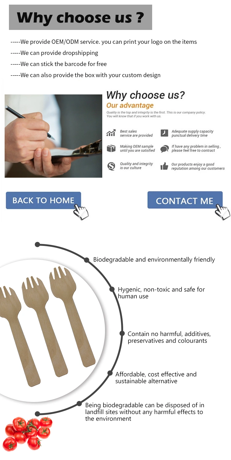 Disposable Wooden Cutlery Biodegradable Compostable Natural Birchwood Spork 10.5cm