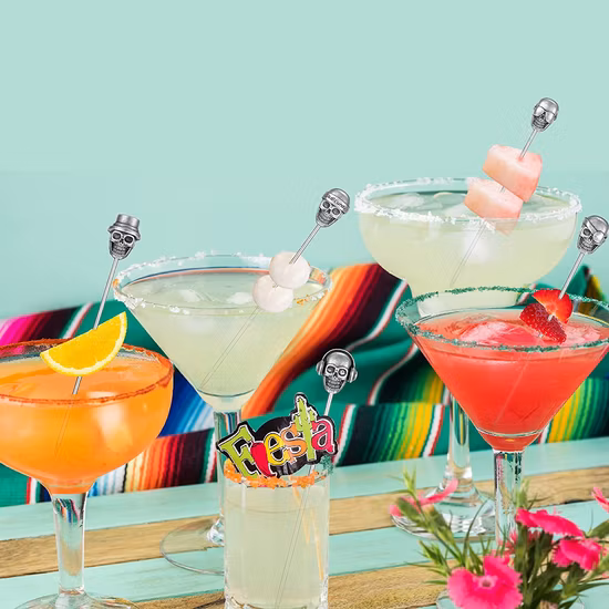 Набор зубочисток для коктейлей из нержавеющей стали, многоразовые зубочистки для гарнира, фруктовые зубочистки, оливковые палочки для мартини